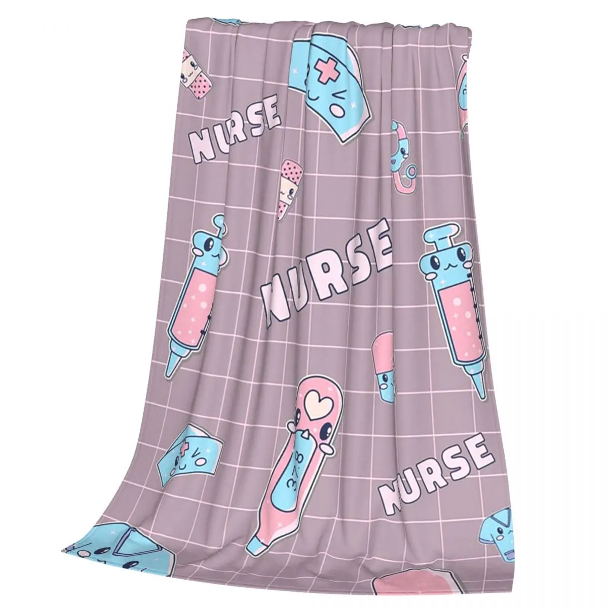 Kawaii Hospital Medical Pattern Gift For Nurses Blanket Soft Warm Flannel Throw Blanket Bedding for Bed  Travel Home Sofa