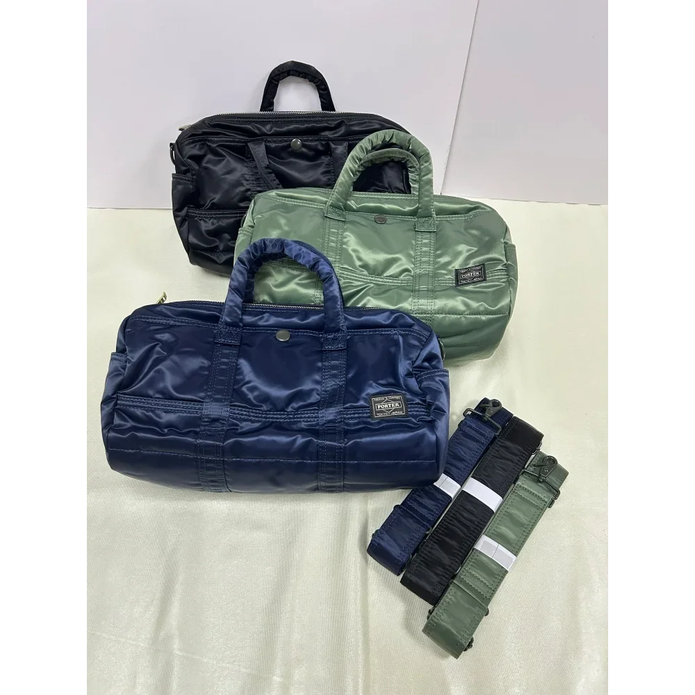 Porter Tanker Boston Duffle Bag Orange Inner Lining Water Repellent Nylon Handbag Detachable Shoulder Strap Travel Gym Duffel