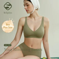 SUJIIN Plus Size Full-coverage Bra for Women Seamless Anti-sagging Wireless Bralette Minimizer Comfort Lift Push Up Bras Woman