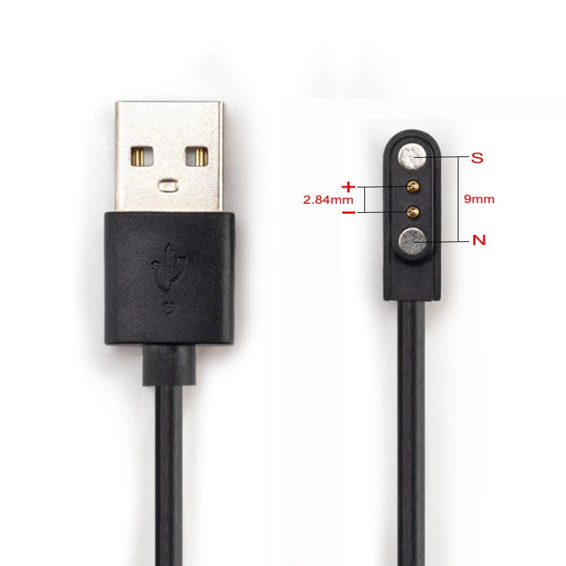 High Quality 2Pin 4mm 2.84mm Magnetic Charger Cable USB 2 pin 7.62mm Chargers For 99% Universal Smart Watch Smart Band Bracelet