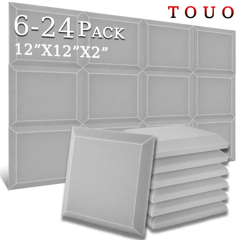 

TOUO 6 12 24 Pcs Acoustic Foam Studio Acoustic Treatment Wall Soundproof Foams High Density Ceiling Sound Absorbing Material