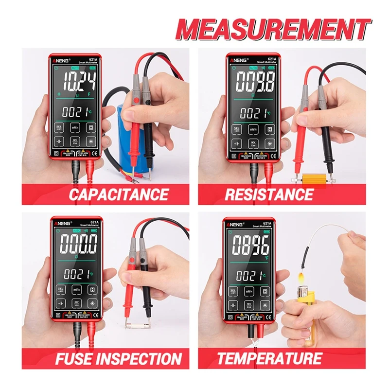 ANENG 621A Touch Screen Intelligent Digital Multimeter 9999 Counts Auto Range Rechargeable NCV Universal Meter Ammeter