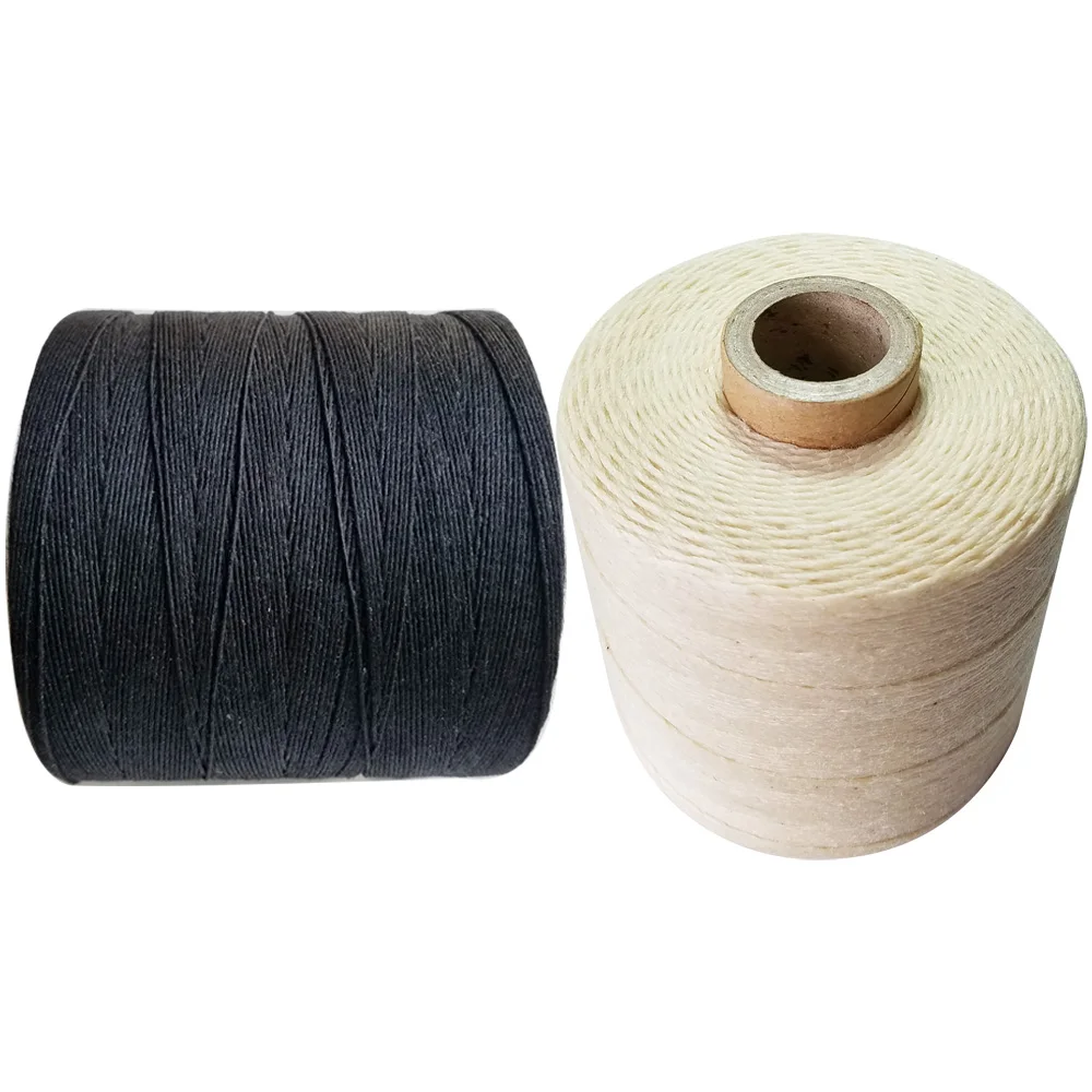 Natural 100% Linen Waxed Threads Diameter 1mm-1.5mm weight 500g Cone Twine Cords for Sewing Handmade