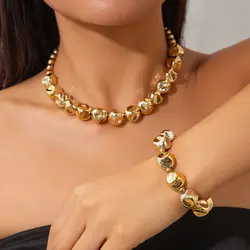 Salircon Fashion Irregular CCB Beads Choker Necklace for Women 2024 Cool Punk Hip Hop Collarbone Chain Couple Neck Jewelry Gift