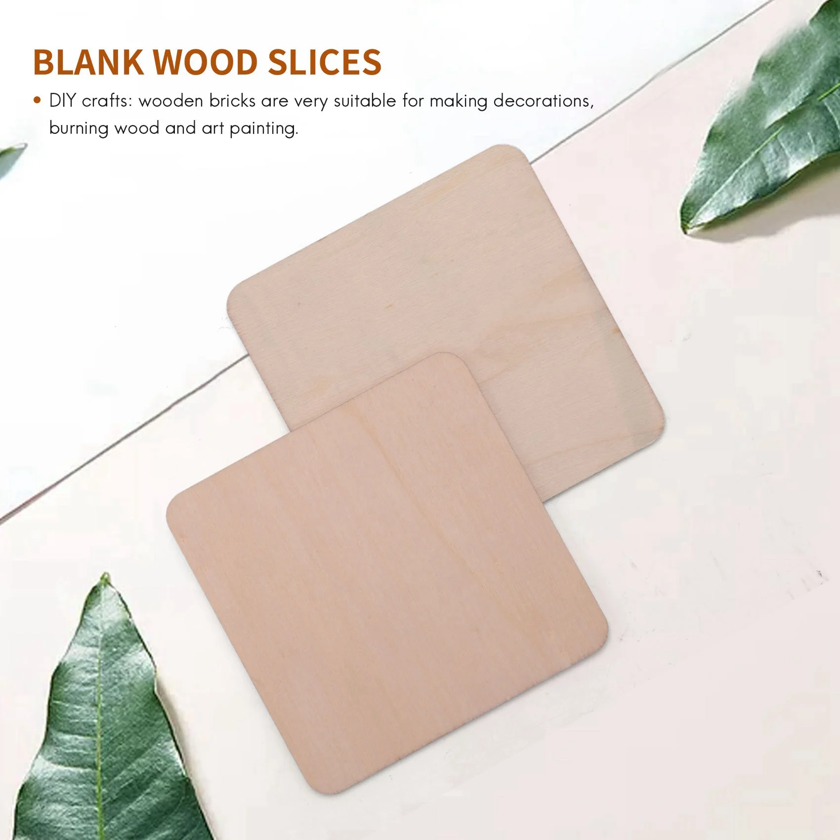 ABRE-50 Pieces Unfinished Square Wood Slices Blank 4 X 4 In,For Coasters, Pyrography,Painting,Writing,Photo Props Decorations