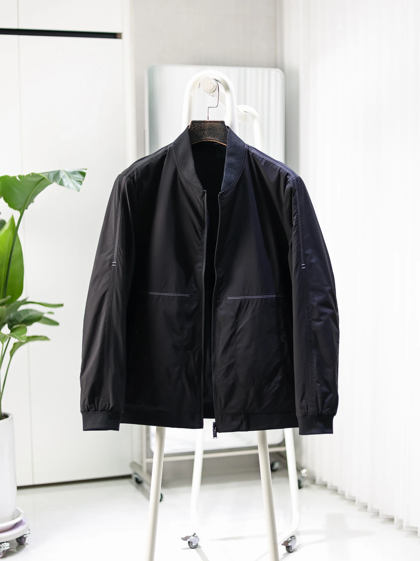 

Outdoor Waterproof Baseball Collar Jaet Double-Sided Wear Autumn Men's Lightweight Workwear Casual Sle Stand Fit