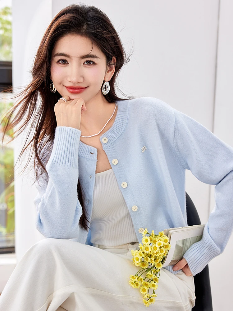 Sweet Solid Color Knitted Cardigans Women Vintage Baby Blue Gentle Style Button Sweater Coats Harajuku Cute Loose Cardigan Tops