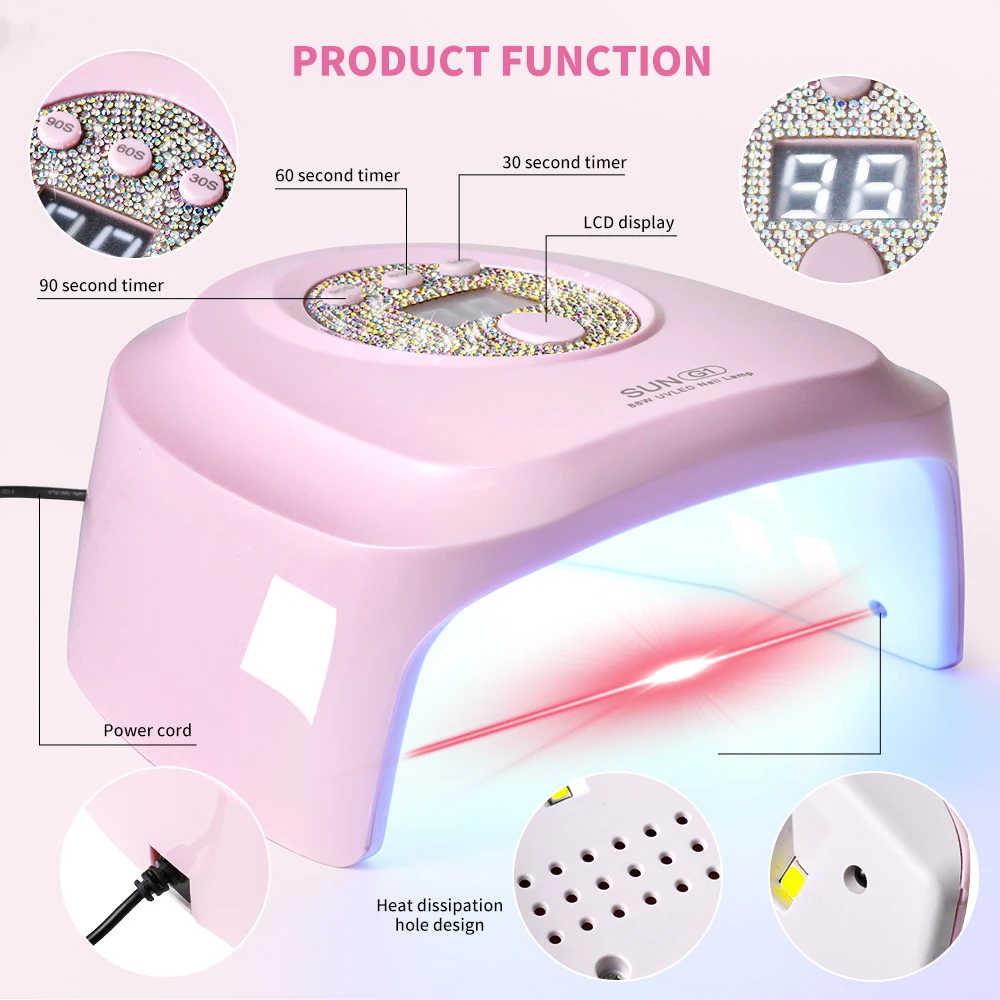 เล็บ 24 ชิ้น UV/LED Rapid Cure โคมไฟเล็บมืออาชีพ Phototherapy Light สําหรับเล็บ Salon เจลอะคริลิค Art Quick Drying เครื่องมือ