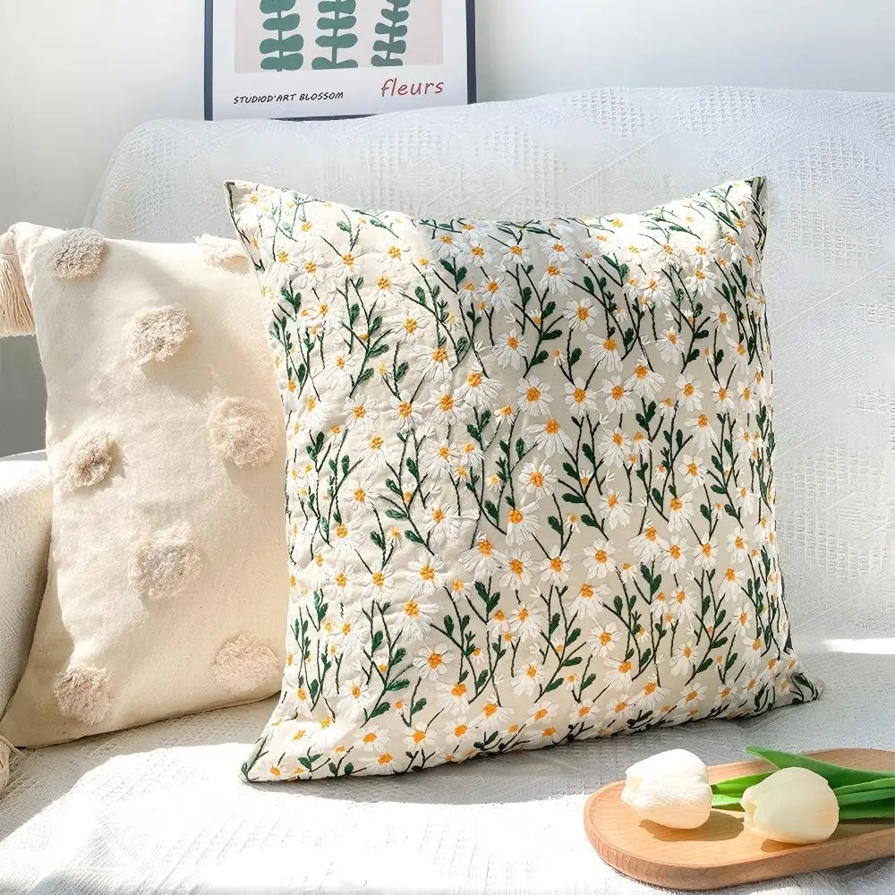 BUYNOW Hoop Flover Tufted Polka Dot Floret Stickerei Kissenbezug Bohemian Wohnzimmer Sofa Kissenbezug HomeParty Schlafzimmer Dekor