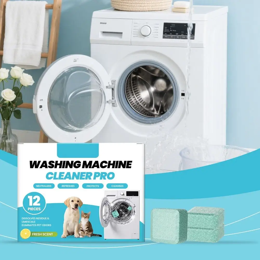 

Washing Machine Cleaner Pro 12Pcs Fresh Scent Descaling Tablets For Removing Laundry Residue For Front Load Top Load Washers NEW