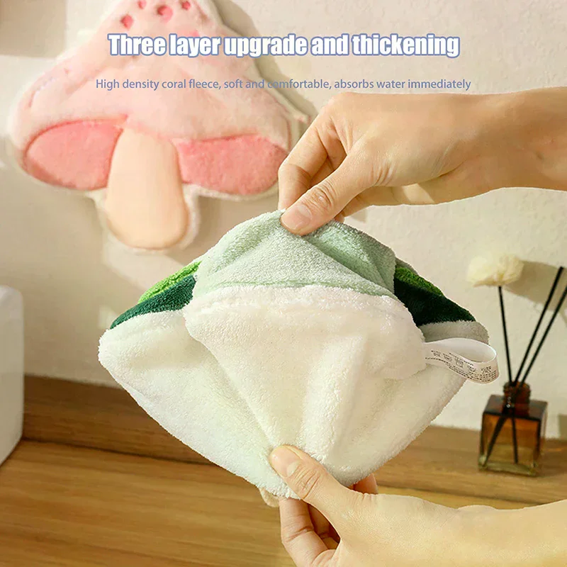 Hand Towel Cartoon Wipe Handkerchief Rag Vegetable Shape Towels For Wiping Hands Thickening Absorbent With Hanging Loop