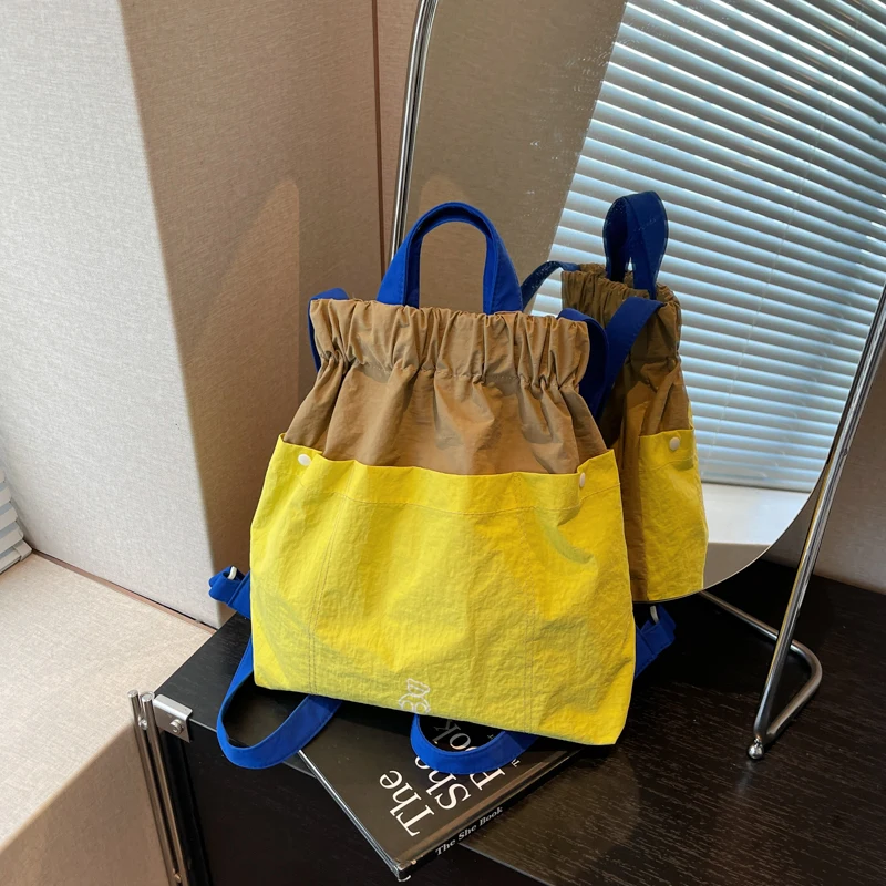 

Сверхлегкий простой дизайн, повседневный холщовый рюкзак большой вместимости, складная лоскутная красочная сумка рюкзак женский