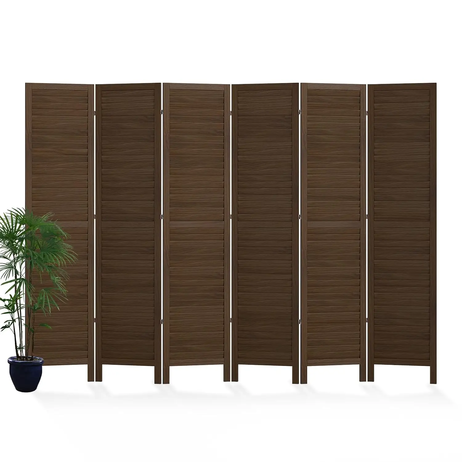 Room Partition Divider Folding Louver Wood Screen Double Hinge Temporary Wall 5.6 Ft 6 Panel Home Office Hotel, Customized