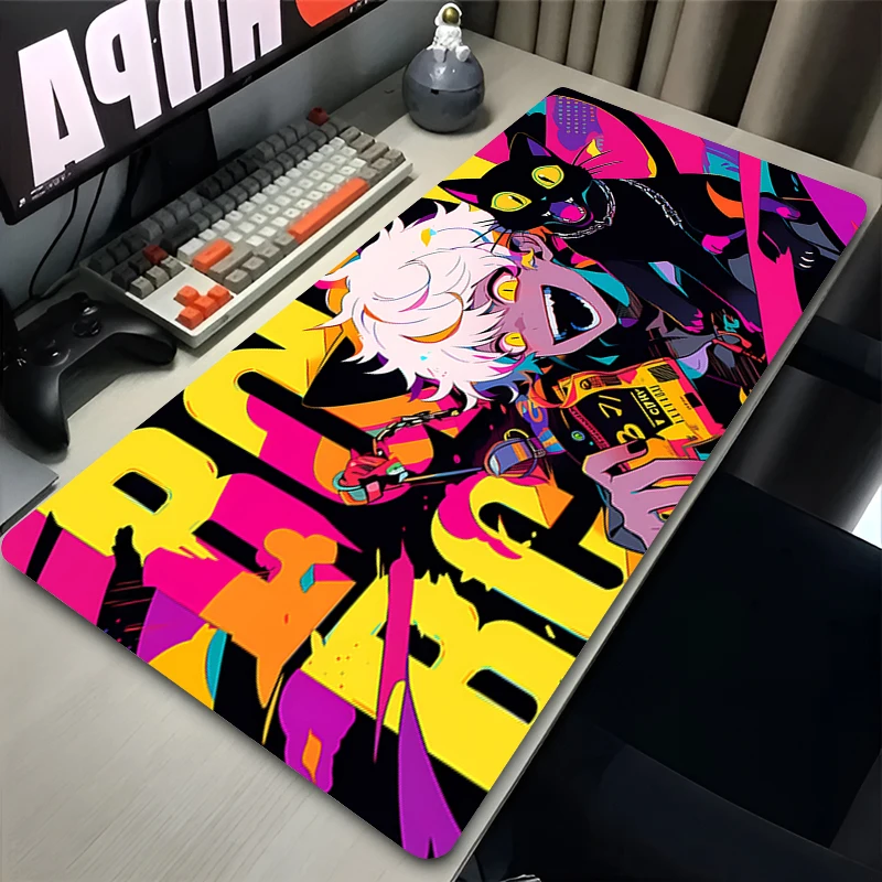 Anime girl Black cat Mouse Pad Non-Slip Rubber Edge locking mousepads Game play mats notebook computer Pad table mat PC carpet