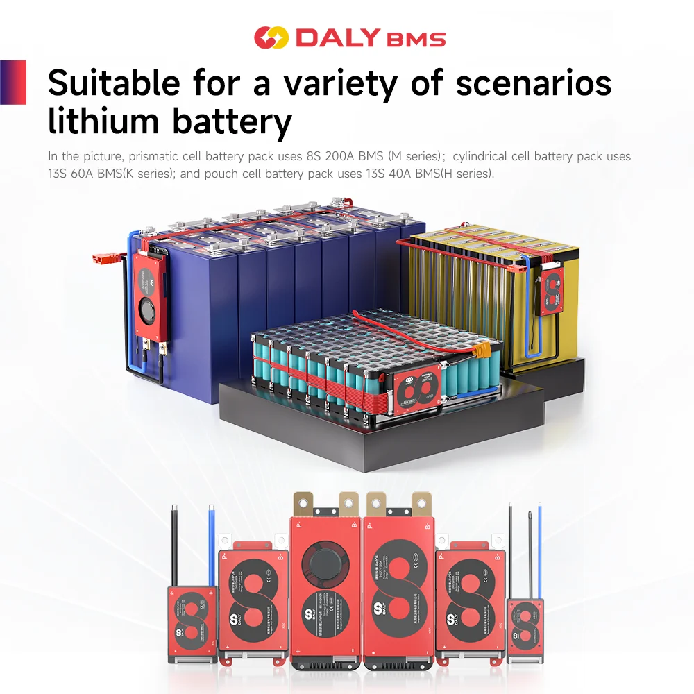 Daly BMS Lifepo4 4S 8S 10S 13S 16S with NTC Temperature Sensor 20A 40A 80A 100A 150A 200A For 18650 Battery Pack  Li-ion