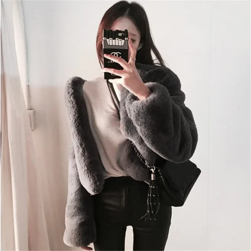 Winter Neue Koreanische Version Temperament Einfarbig Künstliche Pelz Weiches Fell Kurzen Mantel Frauen
