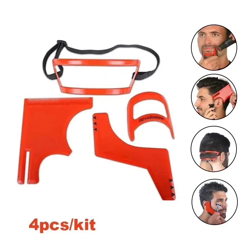 

4Pcs/set Beard Shaving Template Combs Hair Trimmers Plastic Men Beard Guide Shaping Styling Tool Hairline Templates Ruler Kit