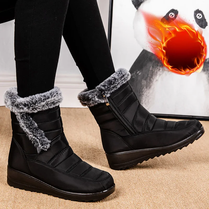 Women's Boots Snow 2025 Trend Women Shoes Platform Shoes Woman Fashion Mid High Boots Solid Winter Girls Boots Botas Mujer