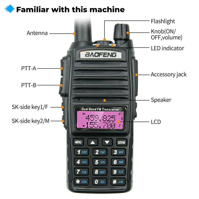 ¡Arriba! UV-82 Real 8W portátil 100% Original Walkie Talkie transceptor 10KM banda PTT Dual VHF UHF Radios amatorios bidireccionales para aficionados