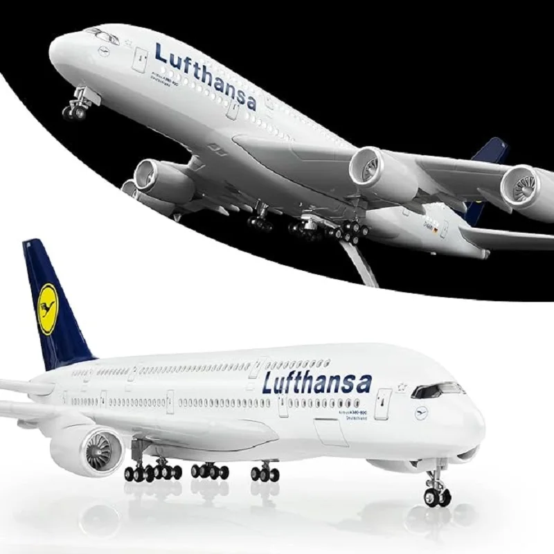 Scale Alloy Aircraft Model 1/160 Scale 50.5CM Airline Airbus 380 A380 Lufthansa Airplane Model Plane Diecast with LED Collection