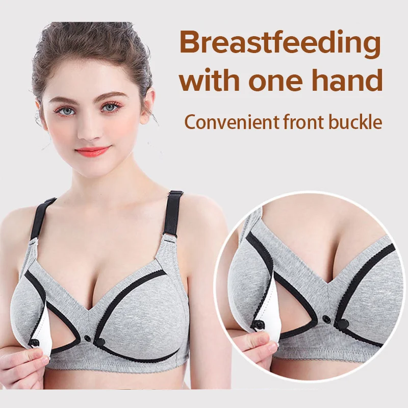 Cotton Nursing Bra Summer Breathable Breastfeeding Bras for Women Maternity Bra Plus Big Size Easy Feeding Bra Wire Free