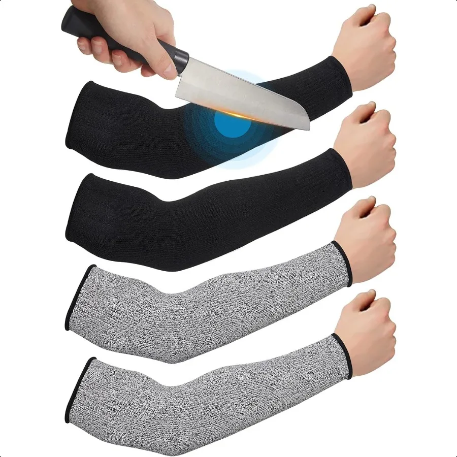 

2 Pairs Cut Resistant Sleeves Thin Arm Protectors Arm Guard for Thin Skin and Bruising Sleeves for Men Women LargeBlack Gray