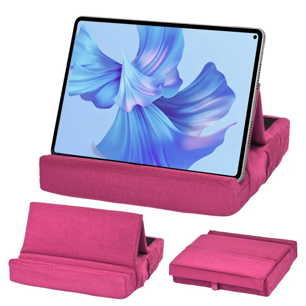 2-in-1 Tablet Pillow Stand for Lap Multi-angle Adjustment with Pen Slot Tablet Stand Foldable Soft EReader Holder Travel