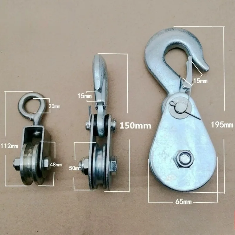 Mini Lifting Pulley Home Fitness Small Hoist Block Standard Hook Ring Bearing Pulley