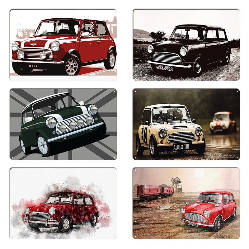 Austin Mini Rallye Seven N8 The classic British utility with a union jack bottom Metal Garage Club Bar Retro Tin Sign Posters