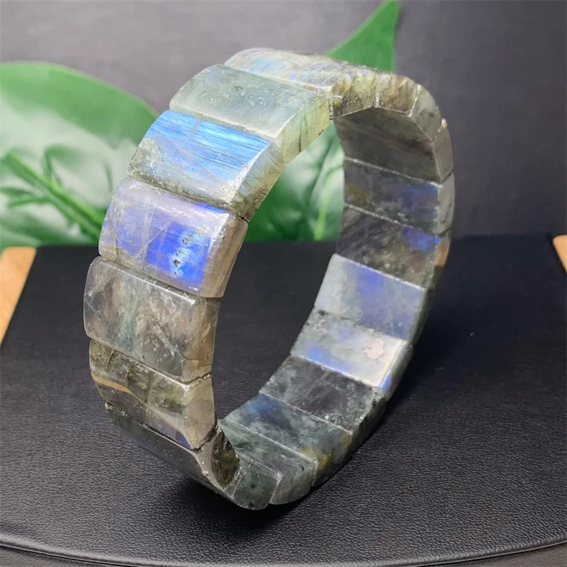 Natural Labradorite Bangle Women Elegant Crystal Healing Fengshui Energy Bangles Fashion Jewelry Gift 1pcs