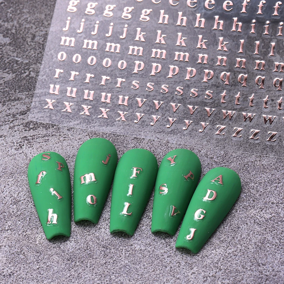 3/7 pezzi adesivi per unghie con lettere inglesi design alfabeto nero argento dorato cursori per decalcomanie per unghie decorazioni per manicure per punte per unghie bellezza