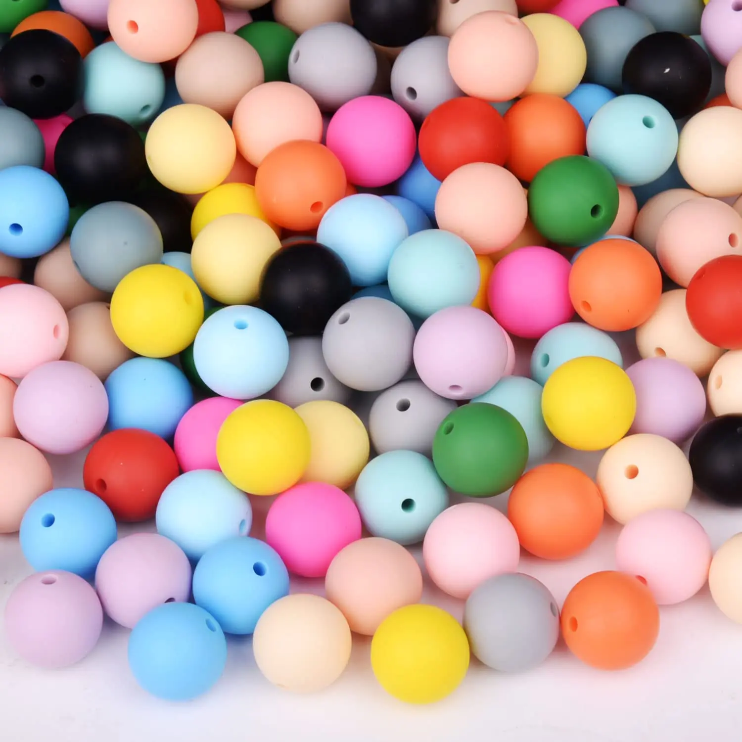 

200PCS 9mm Silicone Beads Focal Teething Beads Rubber Round Loose Beads for DIY Keychain Beadable Pen Jewelry Necklace Bracelet
