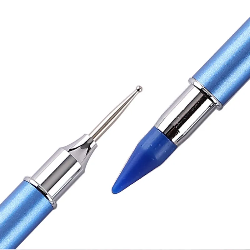 Dual-ended Nail Art Dotting Pen Set With 2 Replaced Heads Rhinestone Beads Studs Picker Wax Pencil Brush Nails Art Tools