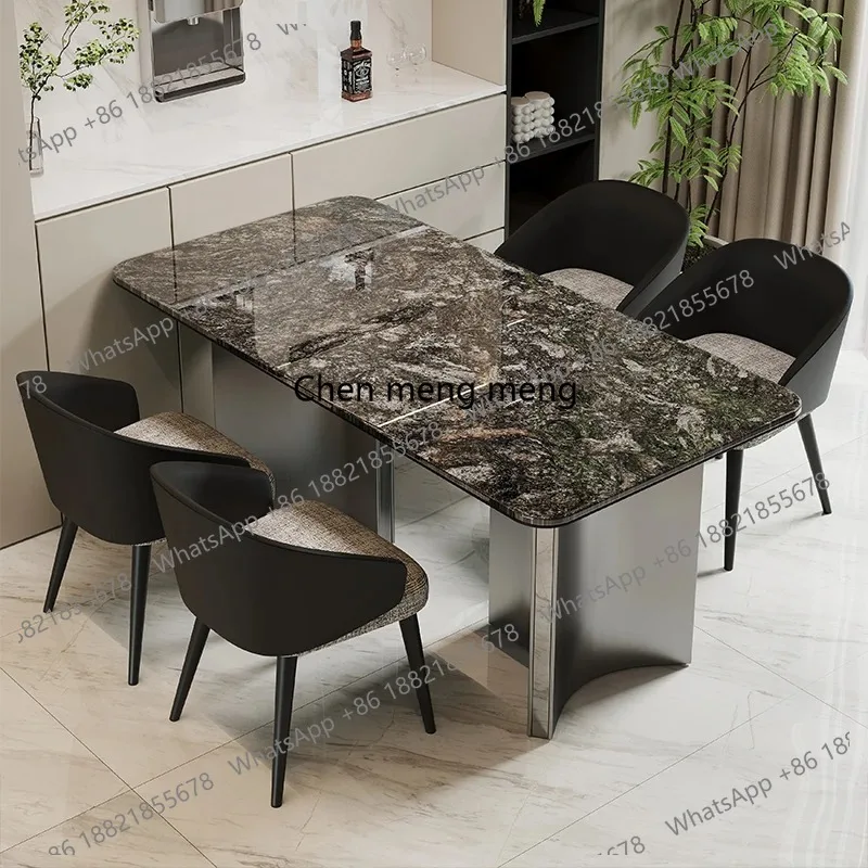 

Waterproof Italian Dining Tables Marble Effect Luxury Modern Dining Tables Stone Natural Mesa Con Sillas Comedor