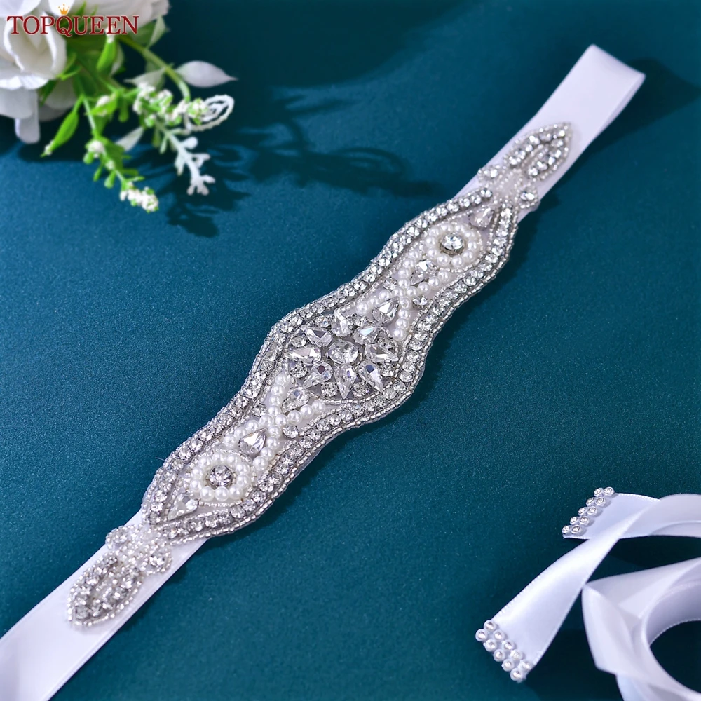 

TOPQUEEN Роскошные дизайнерские ремни для женщин, пояс со стразами, пояс для свадебного платья, свадебный пояс для подруги, свадебный пояс S18