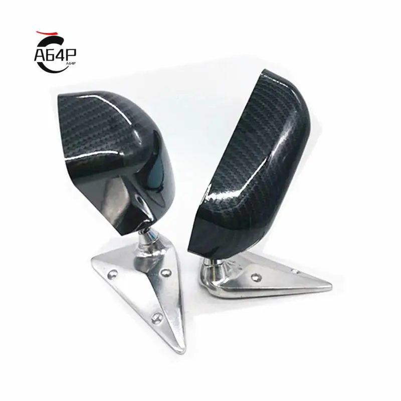 A64P-2PCS Universal Car Rearview Side Mirror Craft Square F1 Style With Blue Mirror Surface Metal Bracket Rear View Mirror