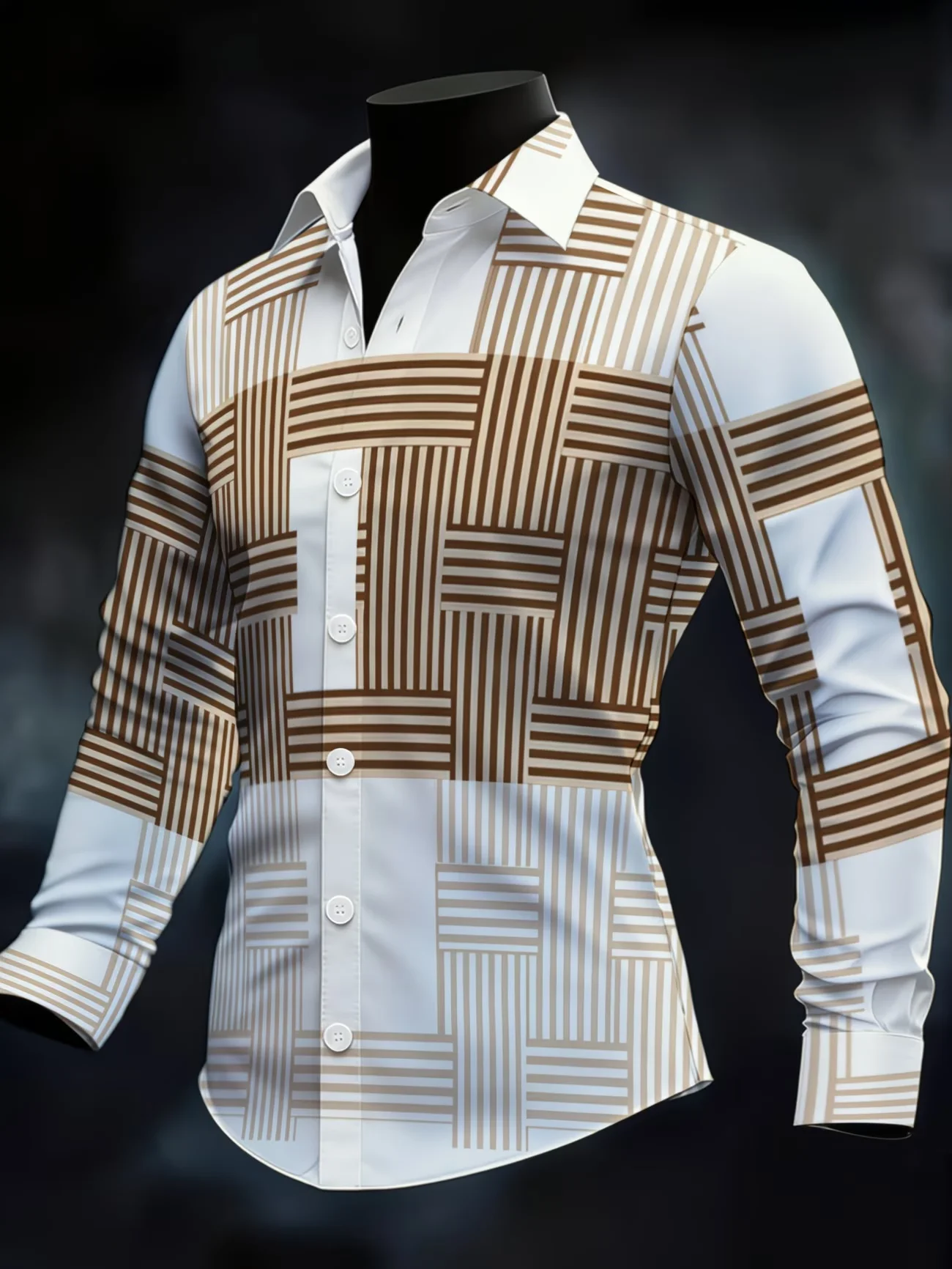 New men's Fashionable Luxury Long Sleeved Shirt With high-definition 3D Star Print Shirt And Sunset Pattern Top