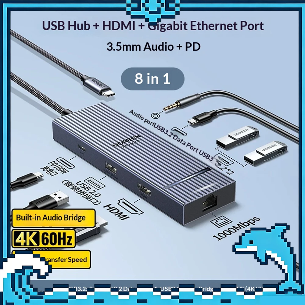 UGREEN CM880-55544 Expansion Dock DAC Sound Card E‑Sports Docking Station 384KHz High Sampling Rate Laptop Docking Stations