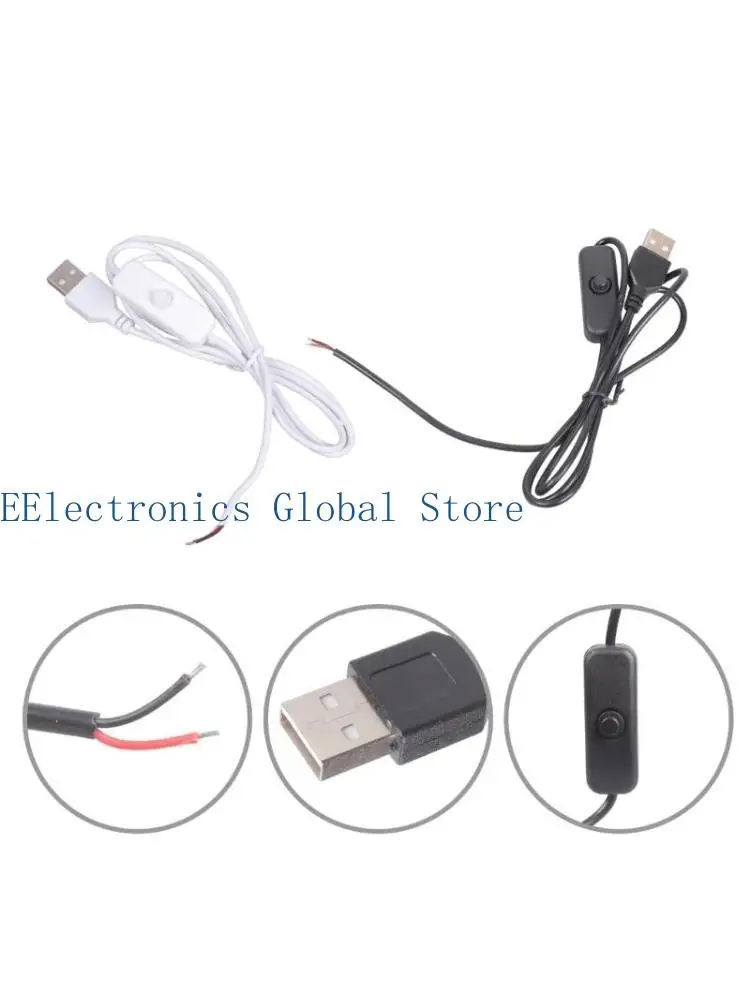 462B USB A Male Connectors Switchable Power Cable 2 Pin Bare Wire Power Cord Suitable for Electronics Maintenance 5V1A