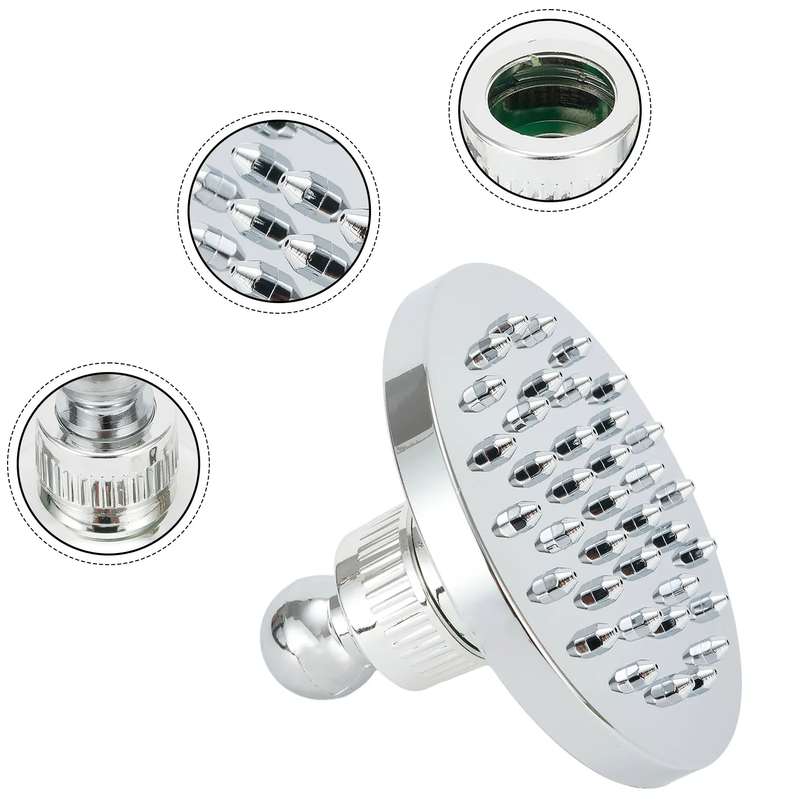 Plastic ABS 4 Inch Shower Head Built for Internal Thread Connection to Shower Arms Routine Use in Residential Bathrooms