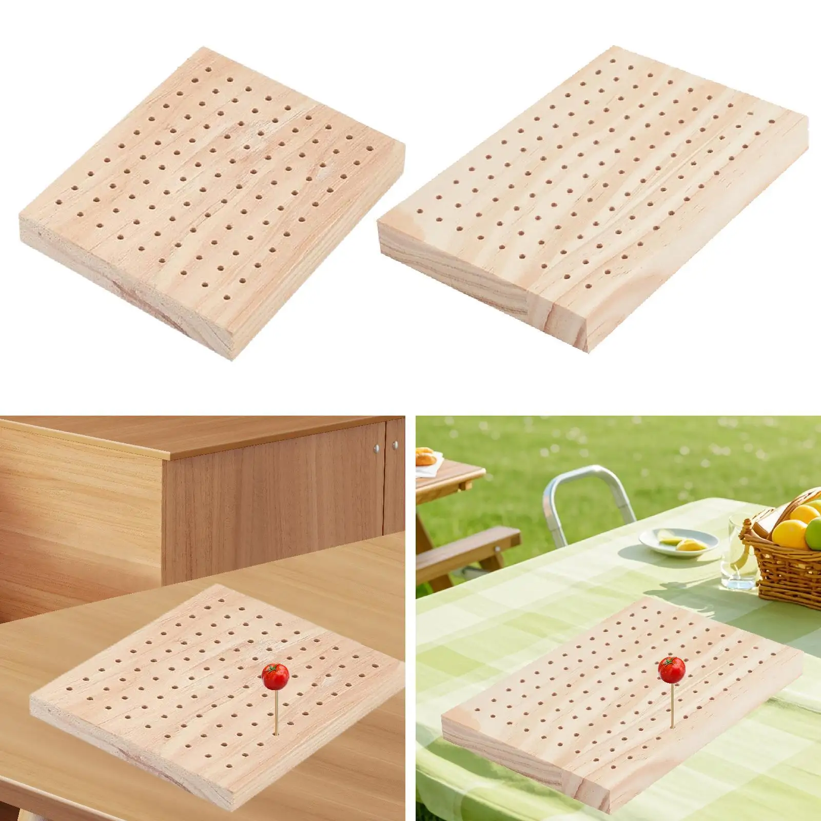 Wooden Food Skewer Holder Clay Figure Drying Rack Decorative Platter Appetizer Serving Tray for Parties Desktop Holiday Wedging