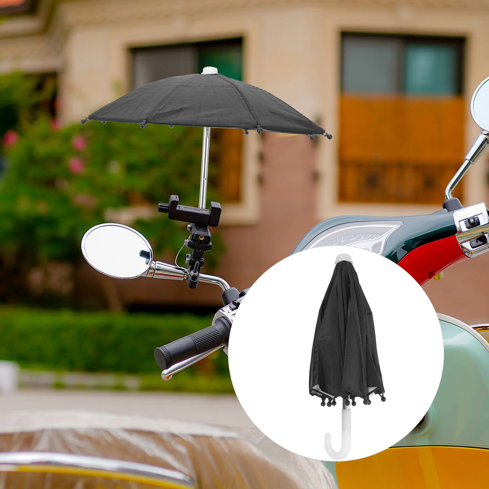 

Cycling Phone Umbrella Waterproof Sun Shade Black Anti-permeability Compact Lightweight Durable Outdoor Riding Small Umbrella