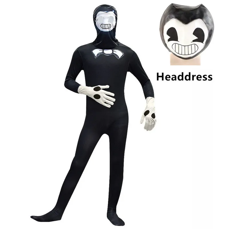 Kids Halloween Costumes Anime B-Bendy Boys Cosplay Bodysuit Girls Allison Jumpsuit+mask Cartoon Disfraces Carnival Party Clothes