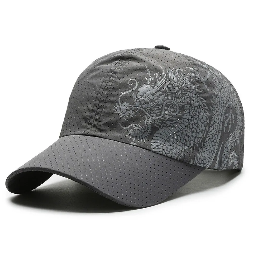 

Outdoor Quick Drying Summer Baseball Cap Printing Dragon Breathable Sun Hats Chinese Style UV Protection Trucker Cap Men Women