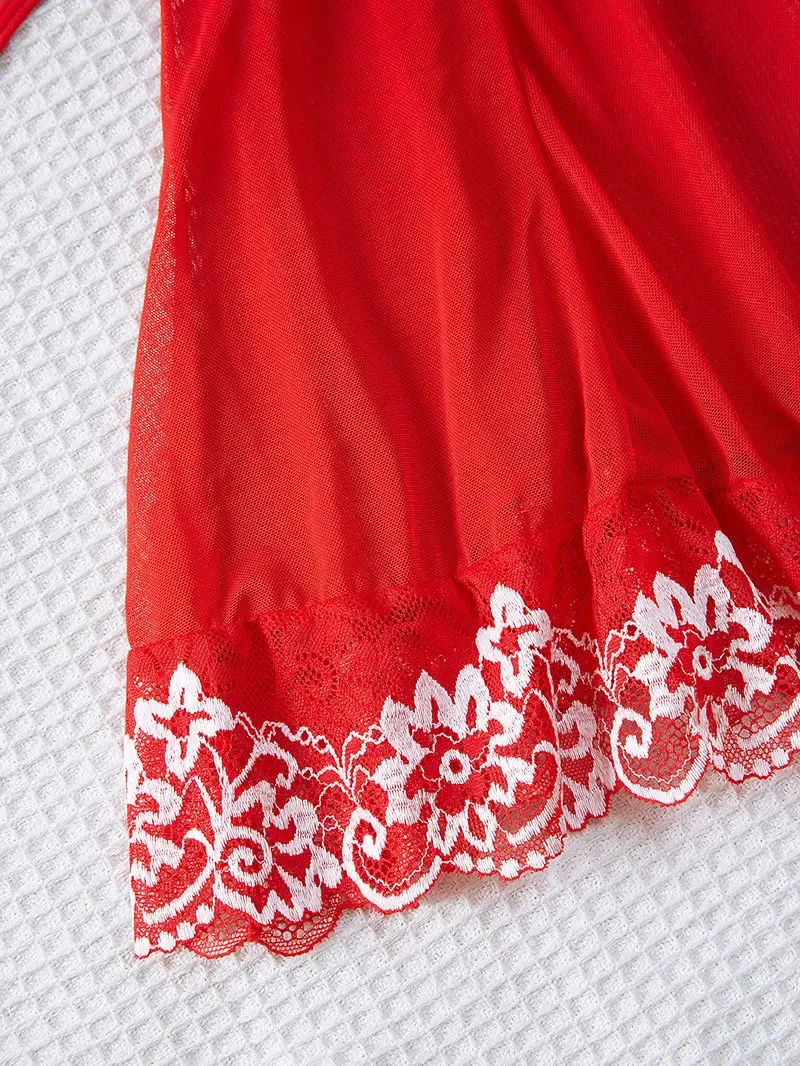 Nightdress 및 Panty Pijamas 세트 여성 속옷 레이스 잠옷을 통해 볼 섹시한 란제리 Drees 여성 섹시한 Nightwear for Night