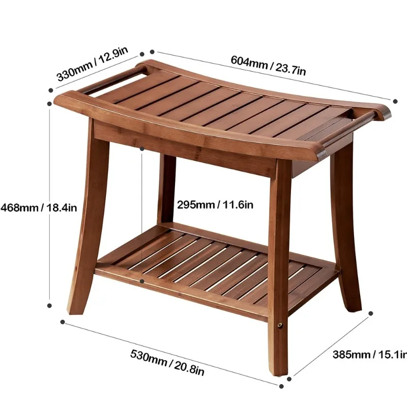 Carbon bamboo shower bathroom storage stool waterproof shower chair SPA bathroom double layer