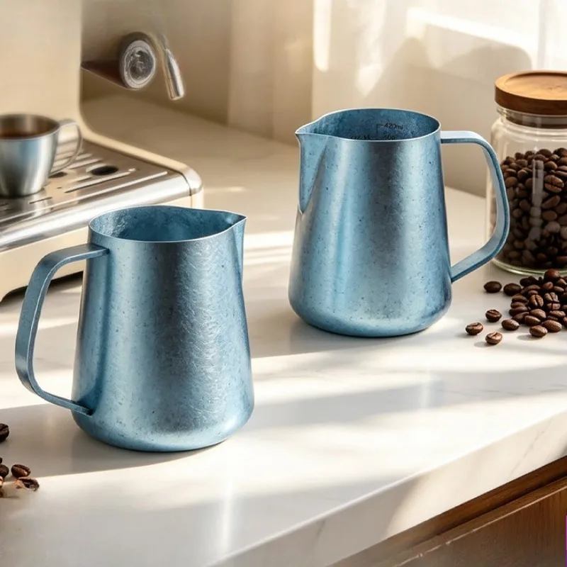 Icy Texture Pure Titanium Pointed Spout Pitcher Thickened Frother Jug Home Cafe Milk Foam Latte Art Vessel