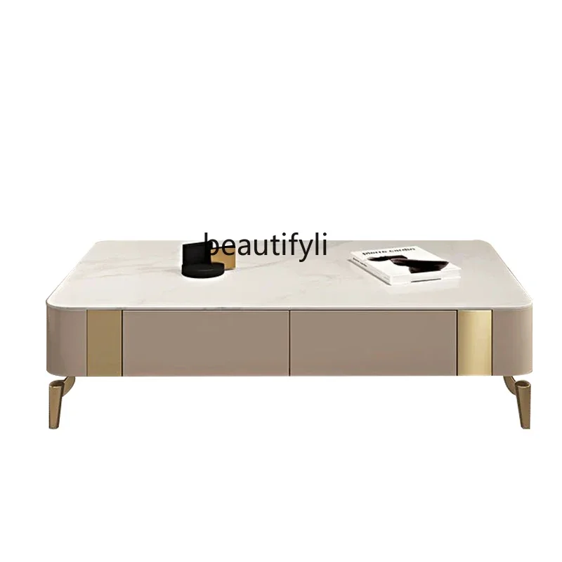 

K18 Italian-Style Light Luxury TV Cabinet and Tea Table Combination Simple Modern Living Room Wall Hanging TV Stand Small Apartm
