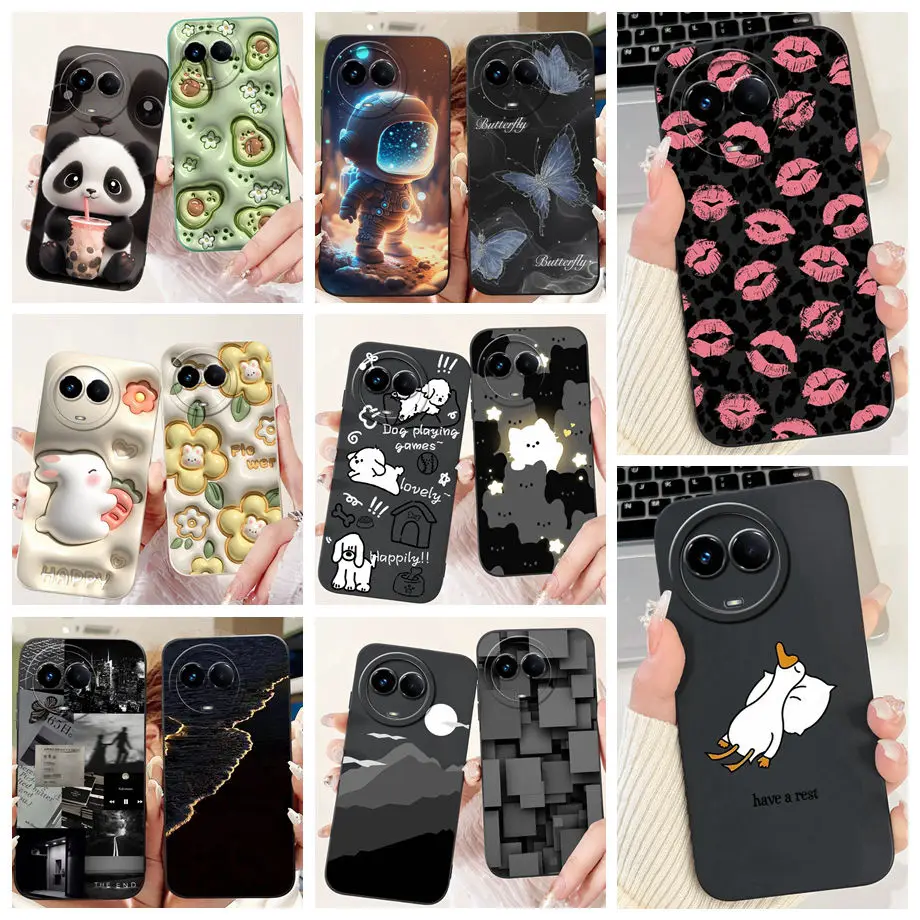 For Realme 11x 11 Pro Plus Realme11 5G RMX3785 RMX3780 Case Soft Matte Silicone Rabbit Flower Goothic Style Funda Back Cover