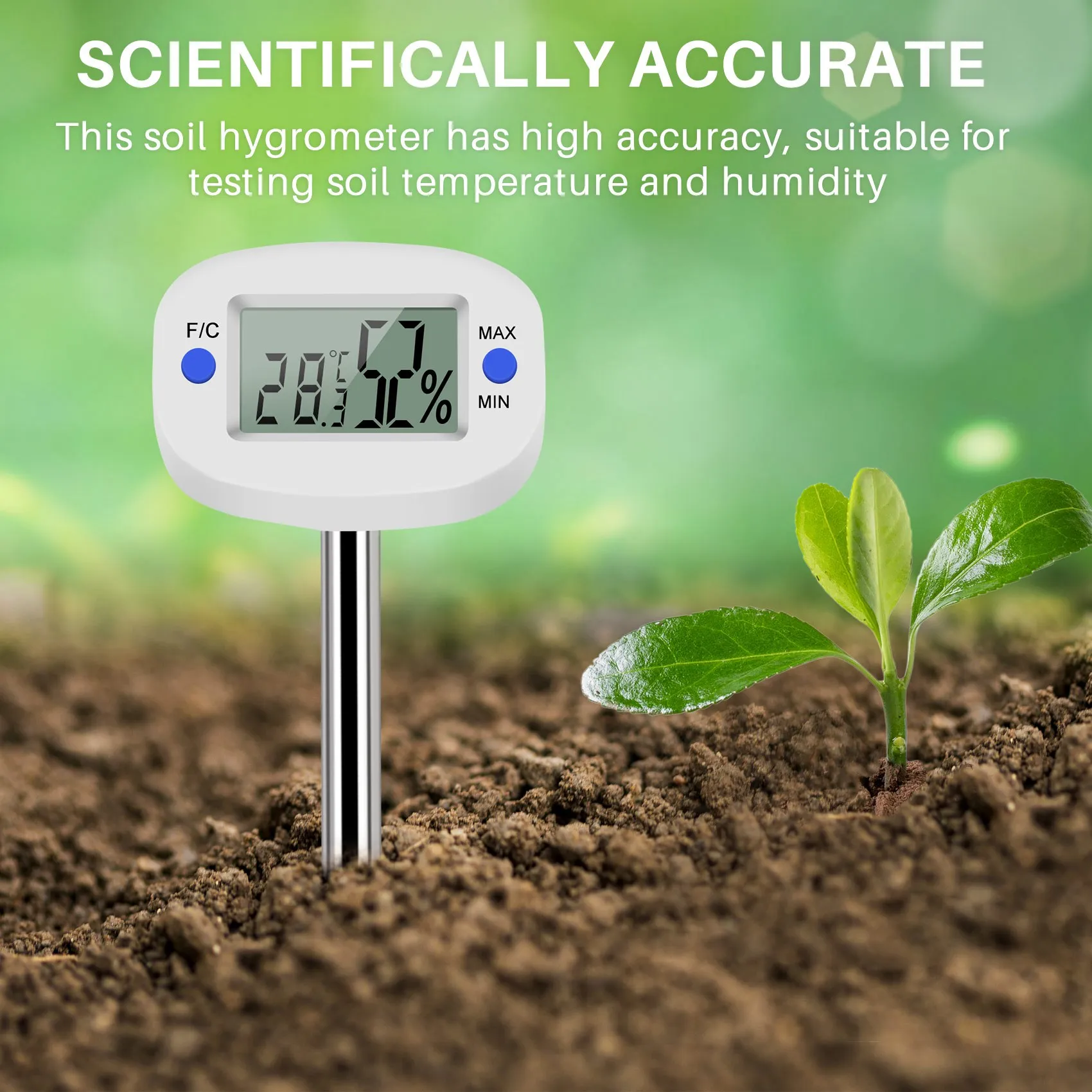 TA290 Digital Soil Hygrometer Moisture Meter Temperature Humidity Tester with Probe for Gardening Farming